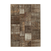 Handwoven oriental vintage 170 cm x 241 cm brown patchwork carpet