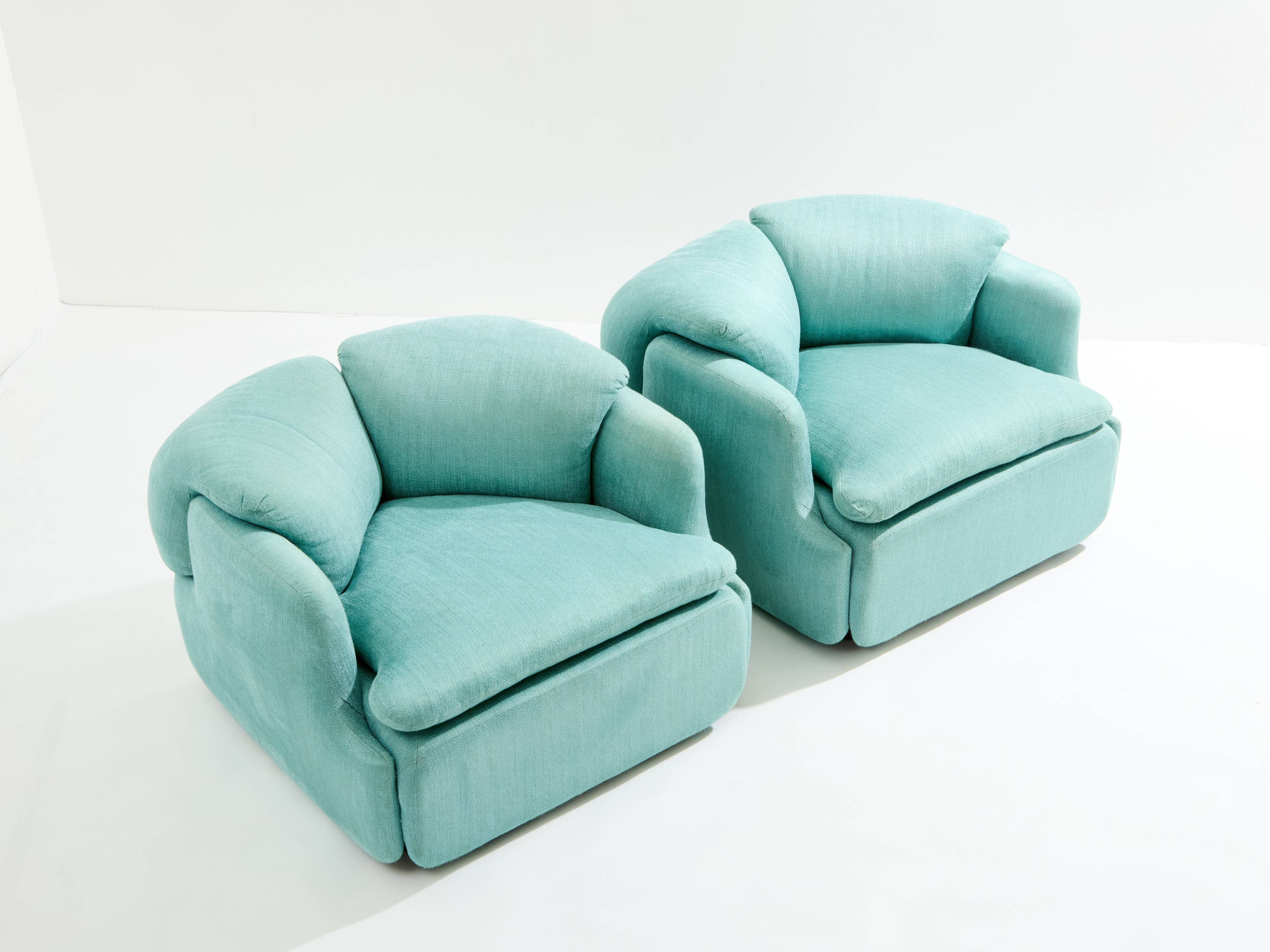 Pair of Confidential armchairs by Alberto Rosselli for Saporiti 1970