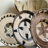 Round ethnic Balinese rattan tray