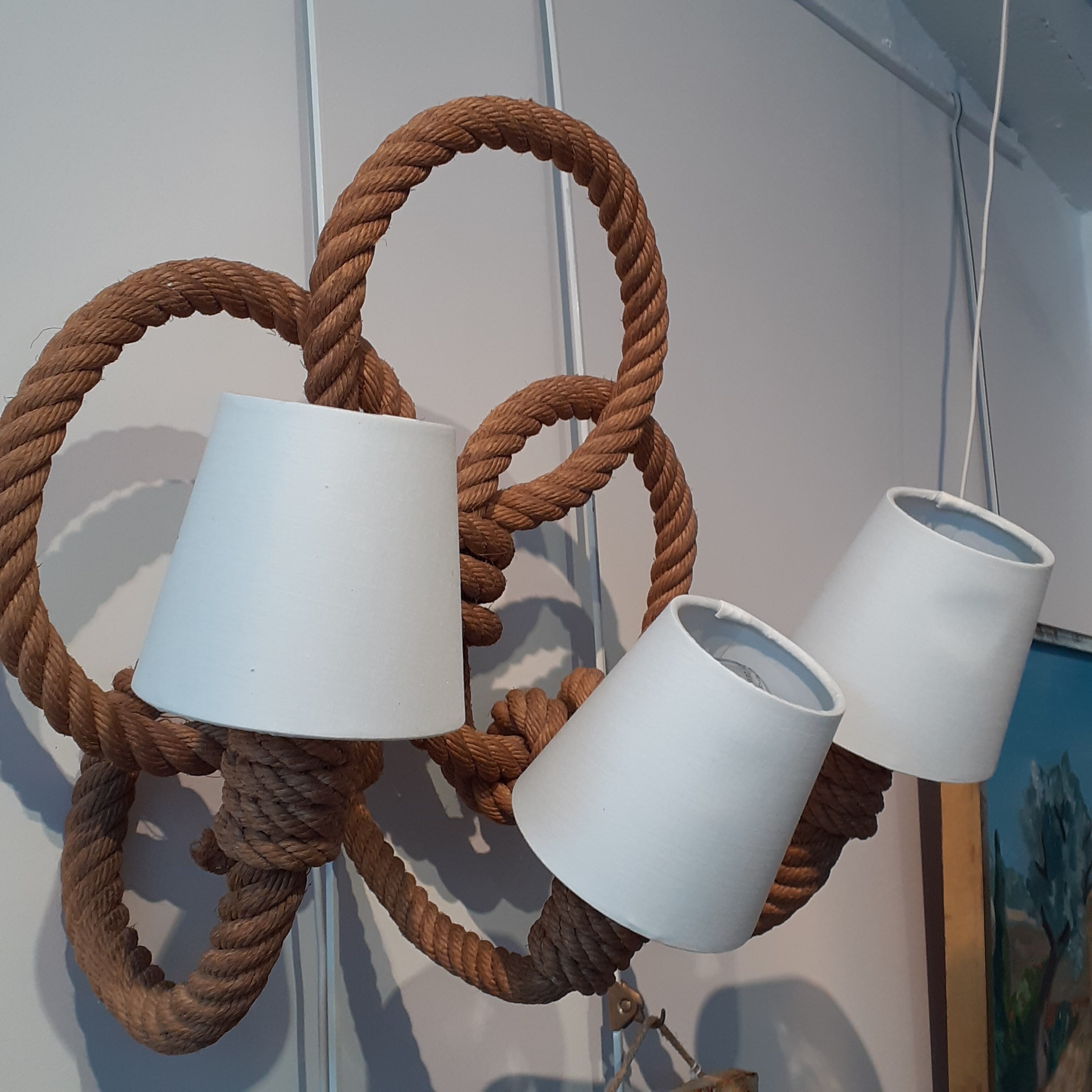 Large 3-light rope wall lamp