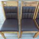 6 High-back chairs in high-quality, plush solid wood with brown faux leather