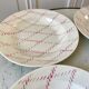 set of 4 hollow plates Badonviller pink rope pattern 30s
