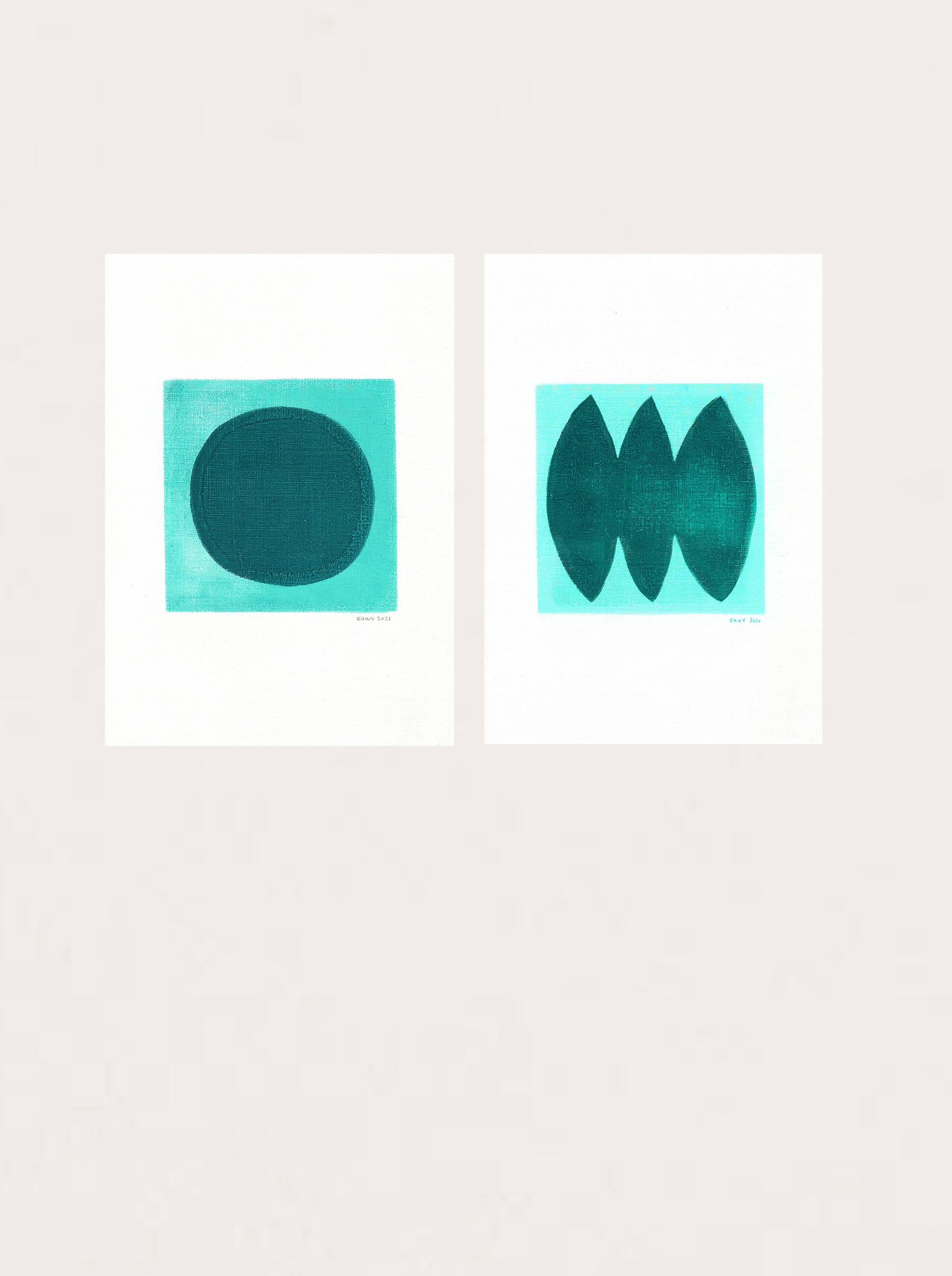 Duo de peintures abstraites - M300 et H246 - signées eEawy
