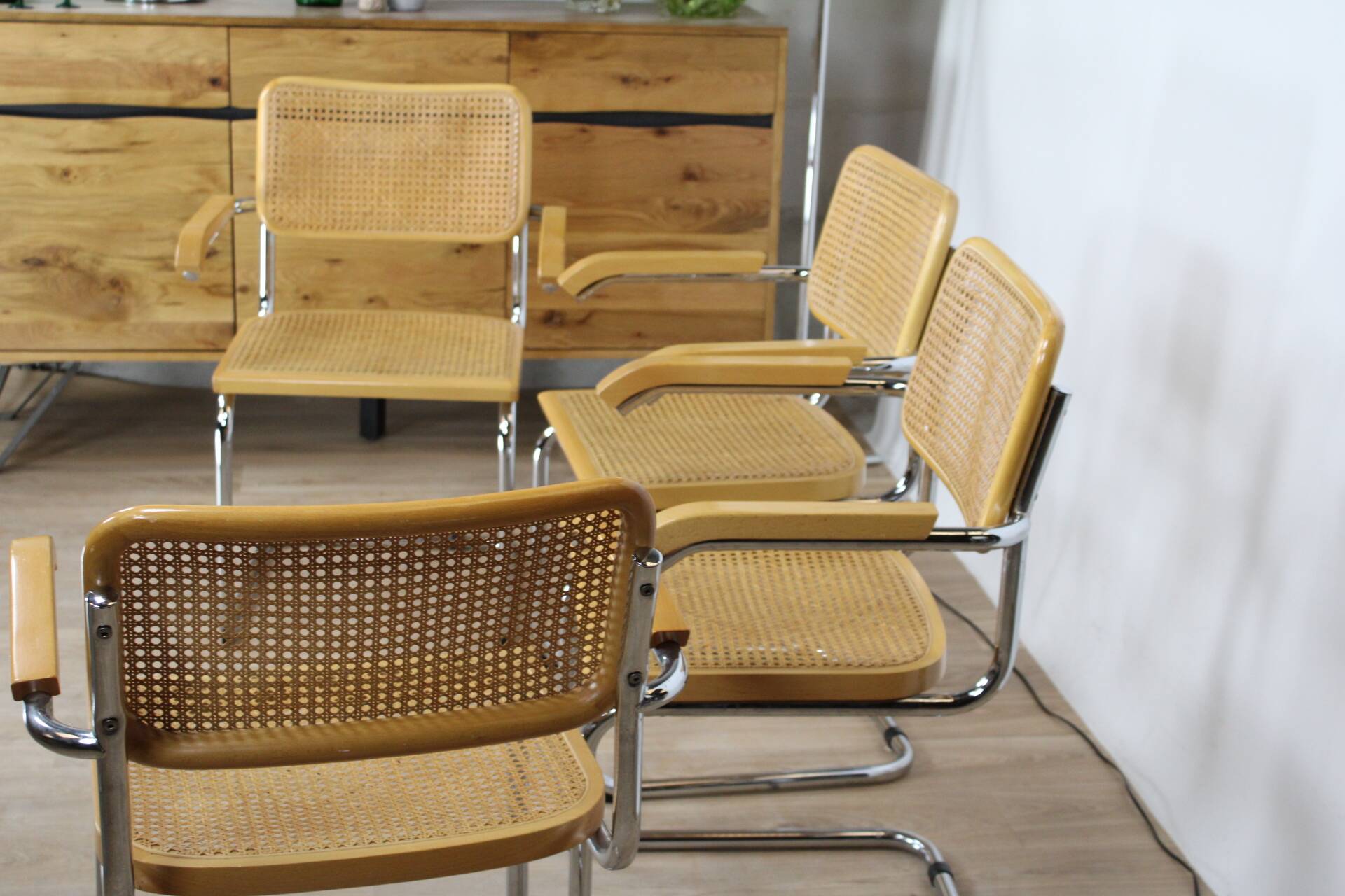 Cesca cantilever b64 chairs with armrests set of 4 attributed to breur italy