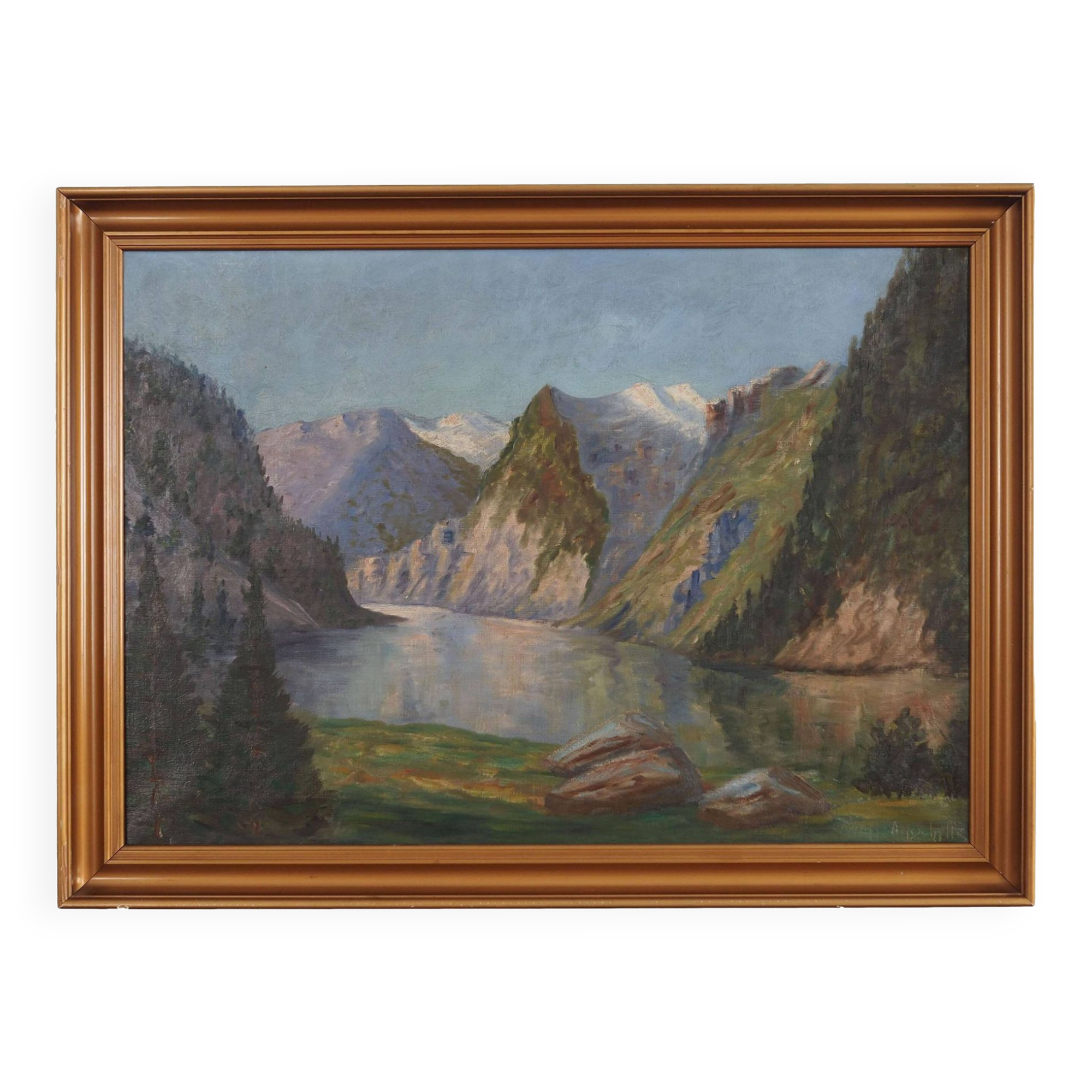 Painting "The River in the Mountains”, Scandinavian design, 1970s