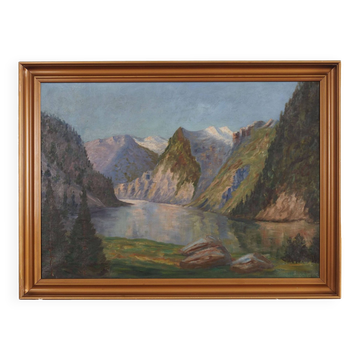 Painting "The River in the Mountains”, Scandinavian design, 1970s