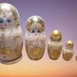 Pyrographed matryoshka Russian doll