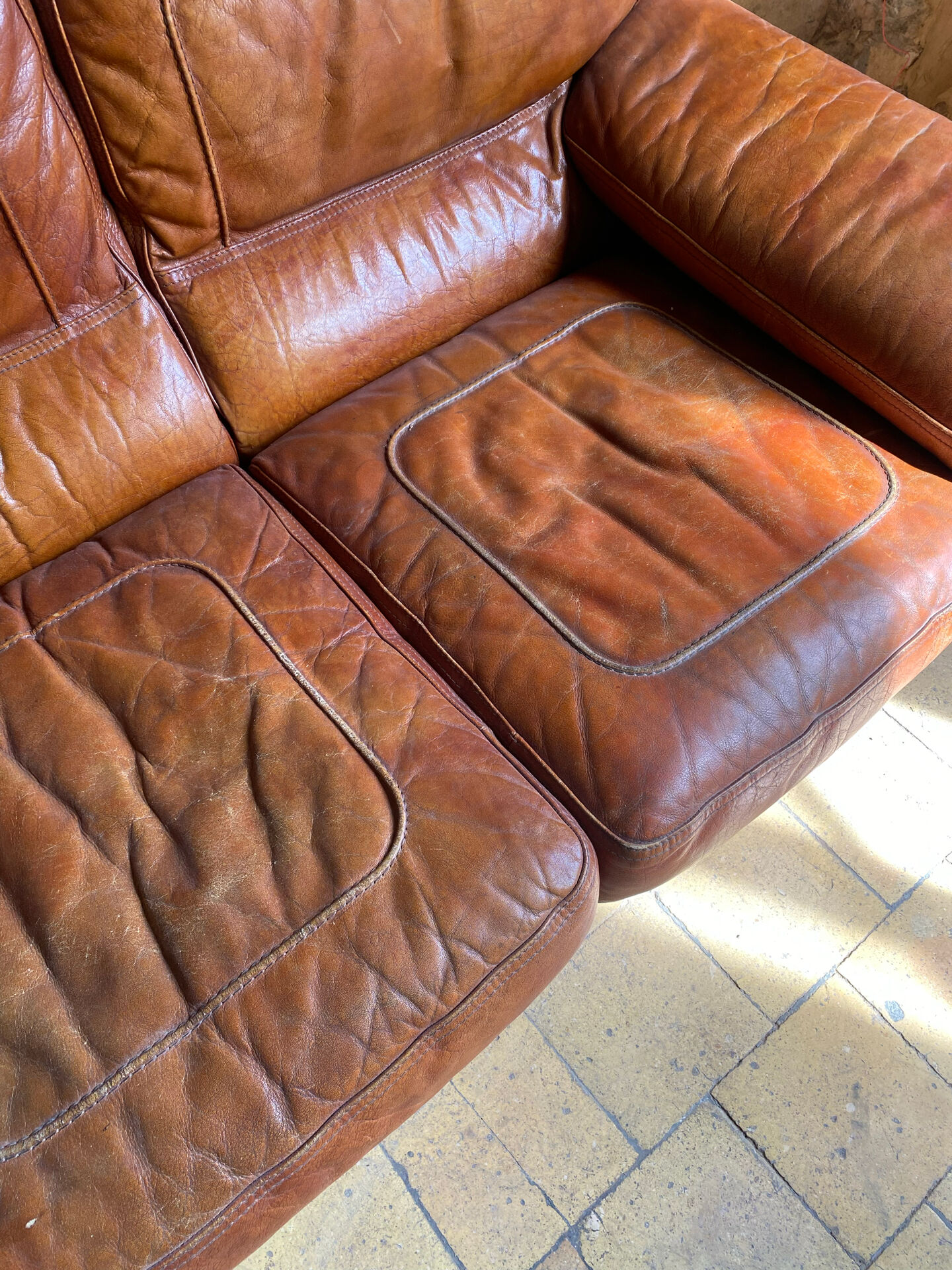 Canapé cuir vintage 2 places 