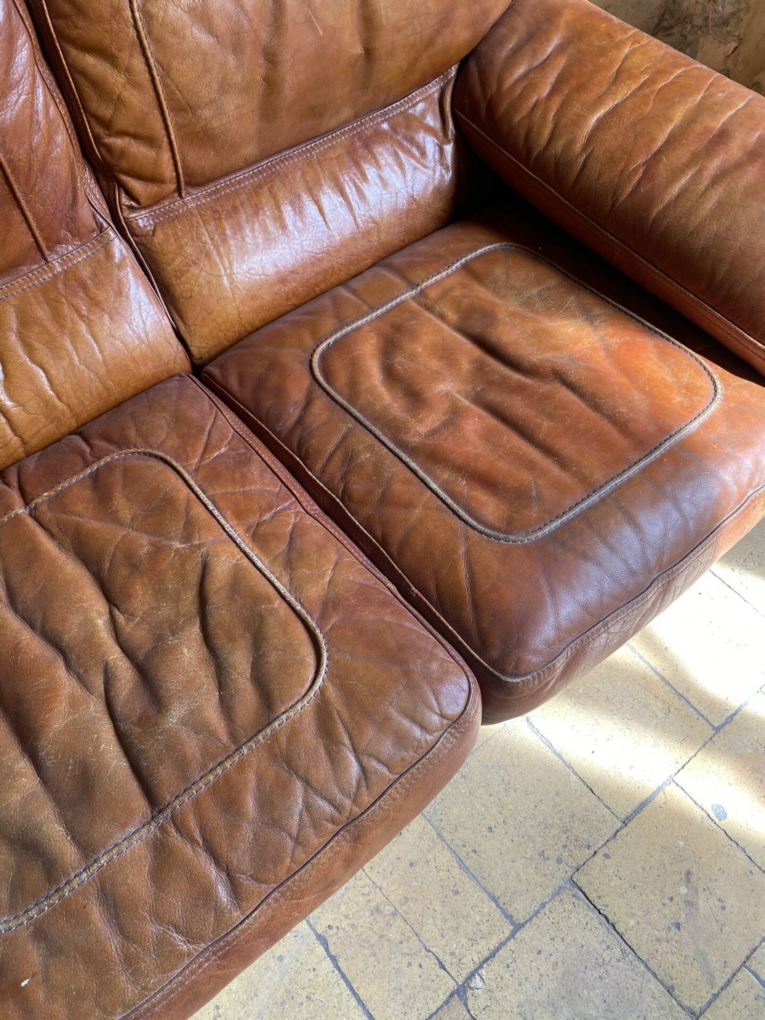 Canapé cuir vintage 2 places 