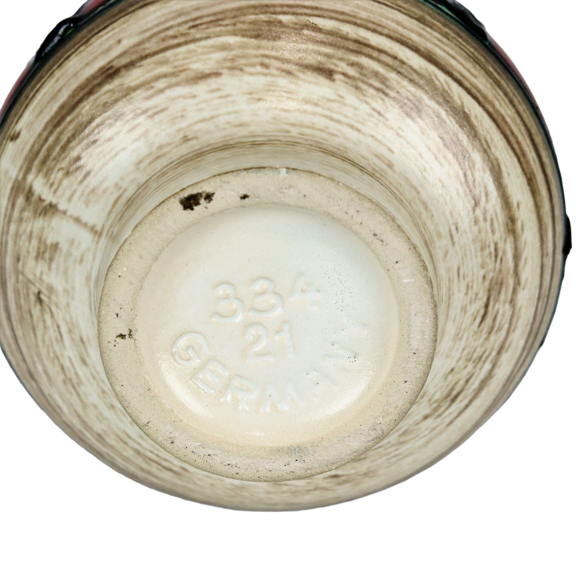 West germany vase dumler breiden red beige collector's item 21cm