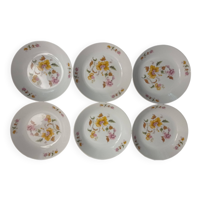 Assiettes creuses à décor floral en porcelaine