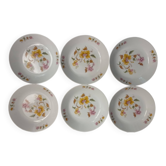 Porcelain deep plates with floral decoration