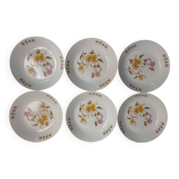Assiettes creuses à décor floral en porcelaine