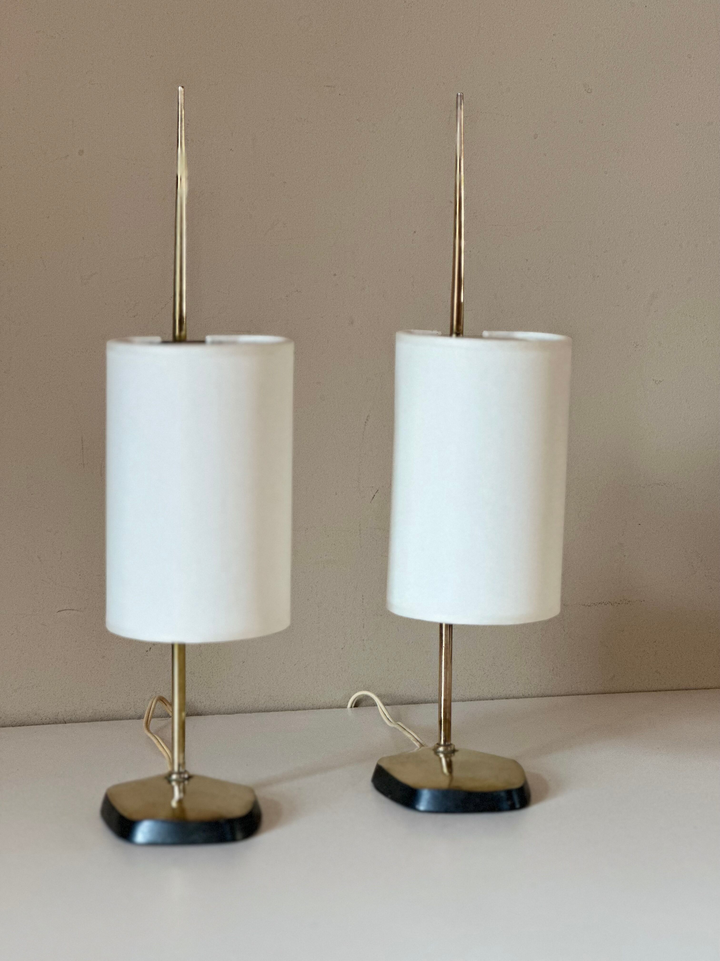 Pair of vintage brass lamps design 60 years