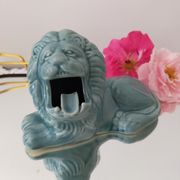 Ashtray vintage ceramic zoomorphic "lion" glaze light blue vintage of the 50s