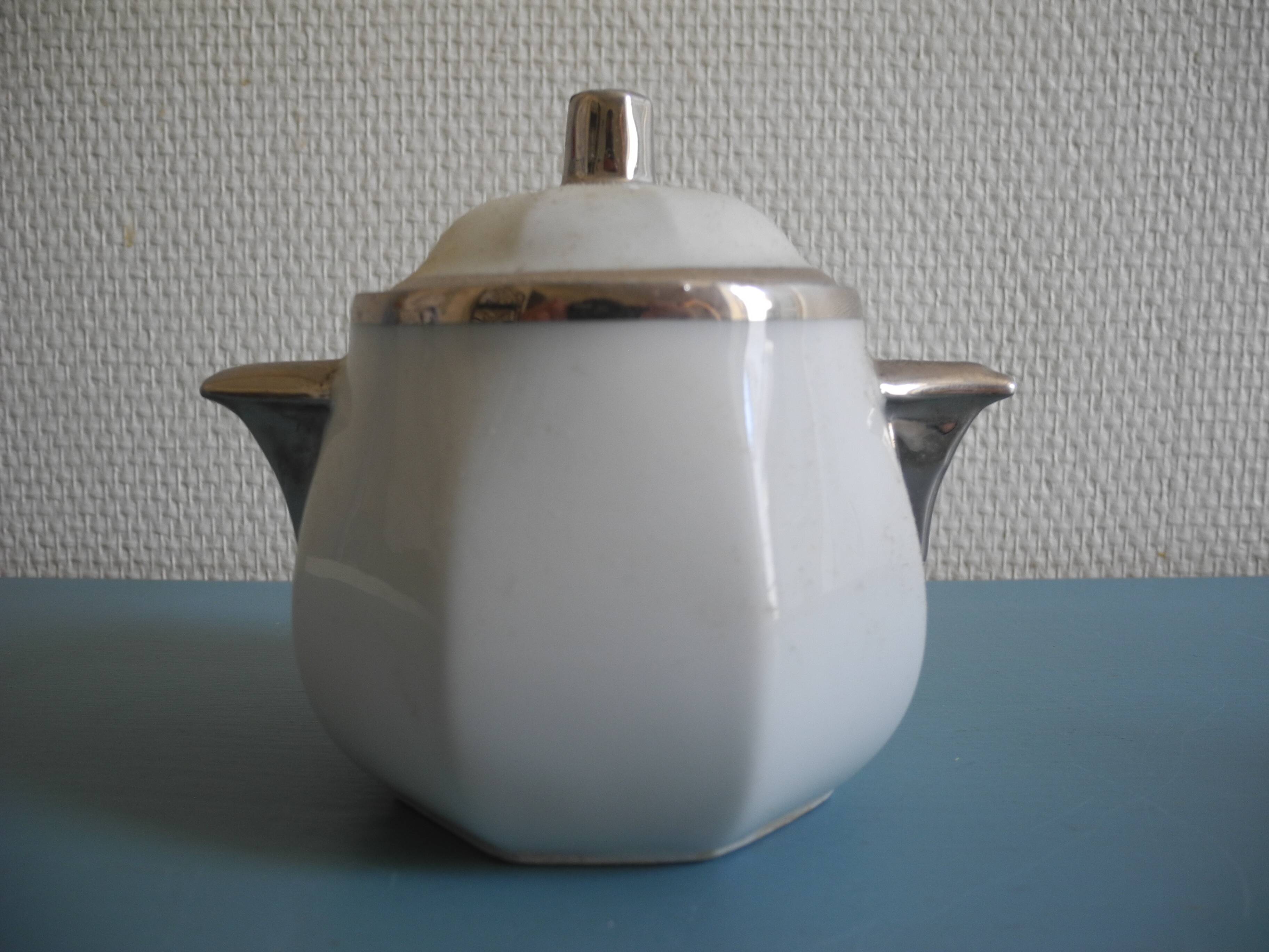 Aluminite sugar bowl Frugier Limoges France porcelain