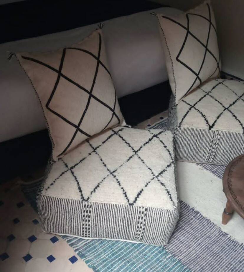 100% handmade artisanal Berber pouf