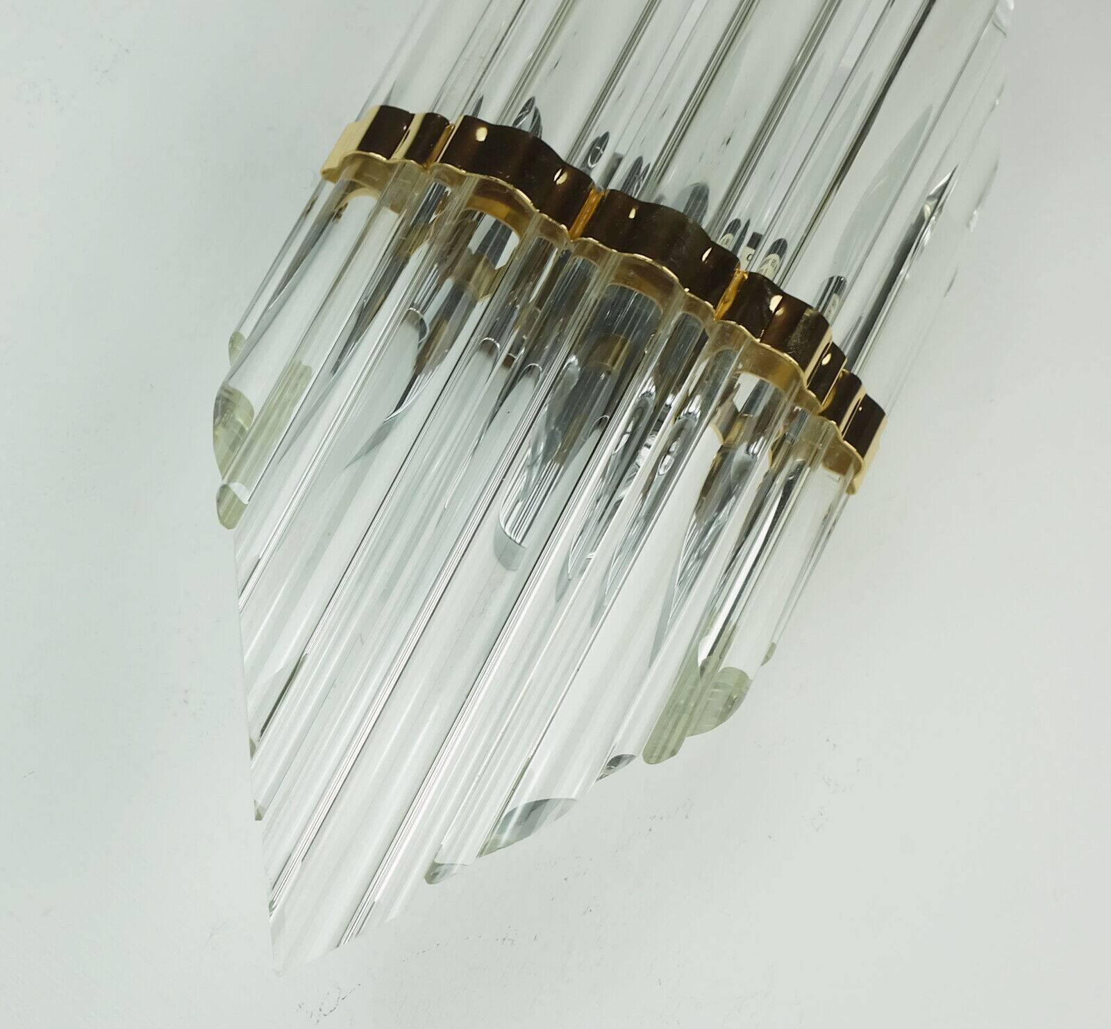 Mid century wall sconce glass rods and metal hollywood regency style