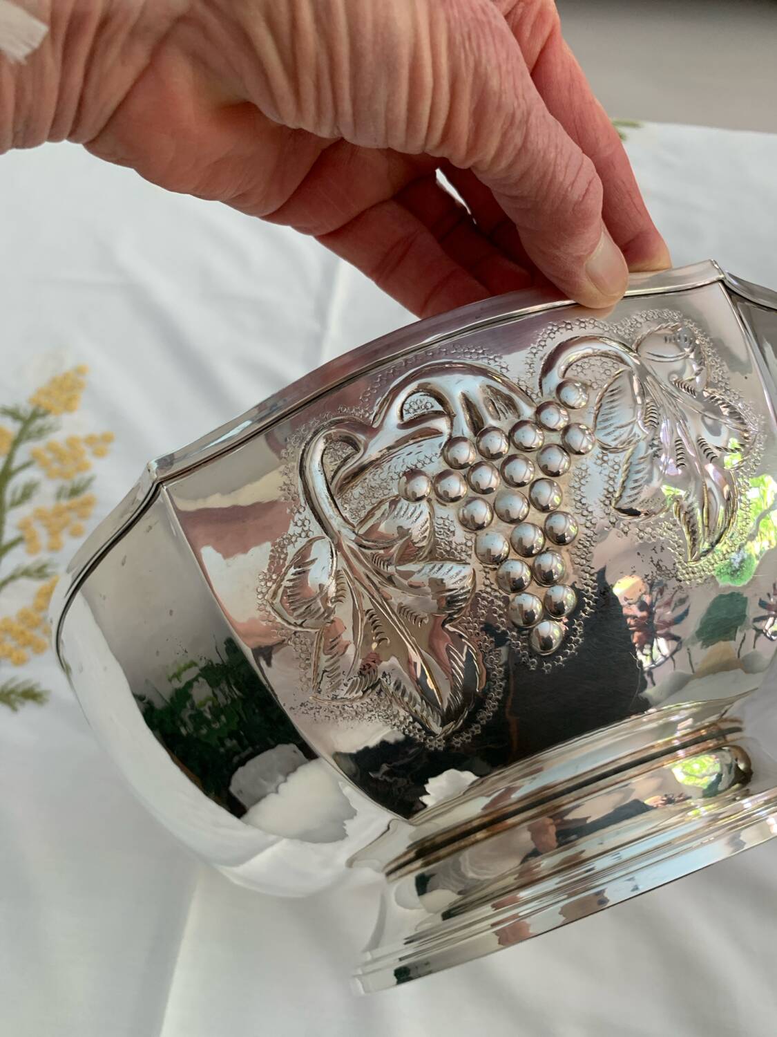 Solid silver fruit bowl