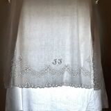 thread sheet 2 people, monogrammed J.S, in Embroidery Richelieu