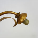 Vintage Masca chandelier in aged golden metal and golden flower