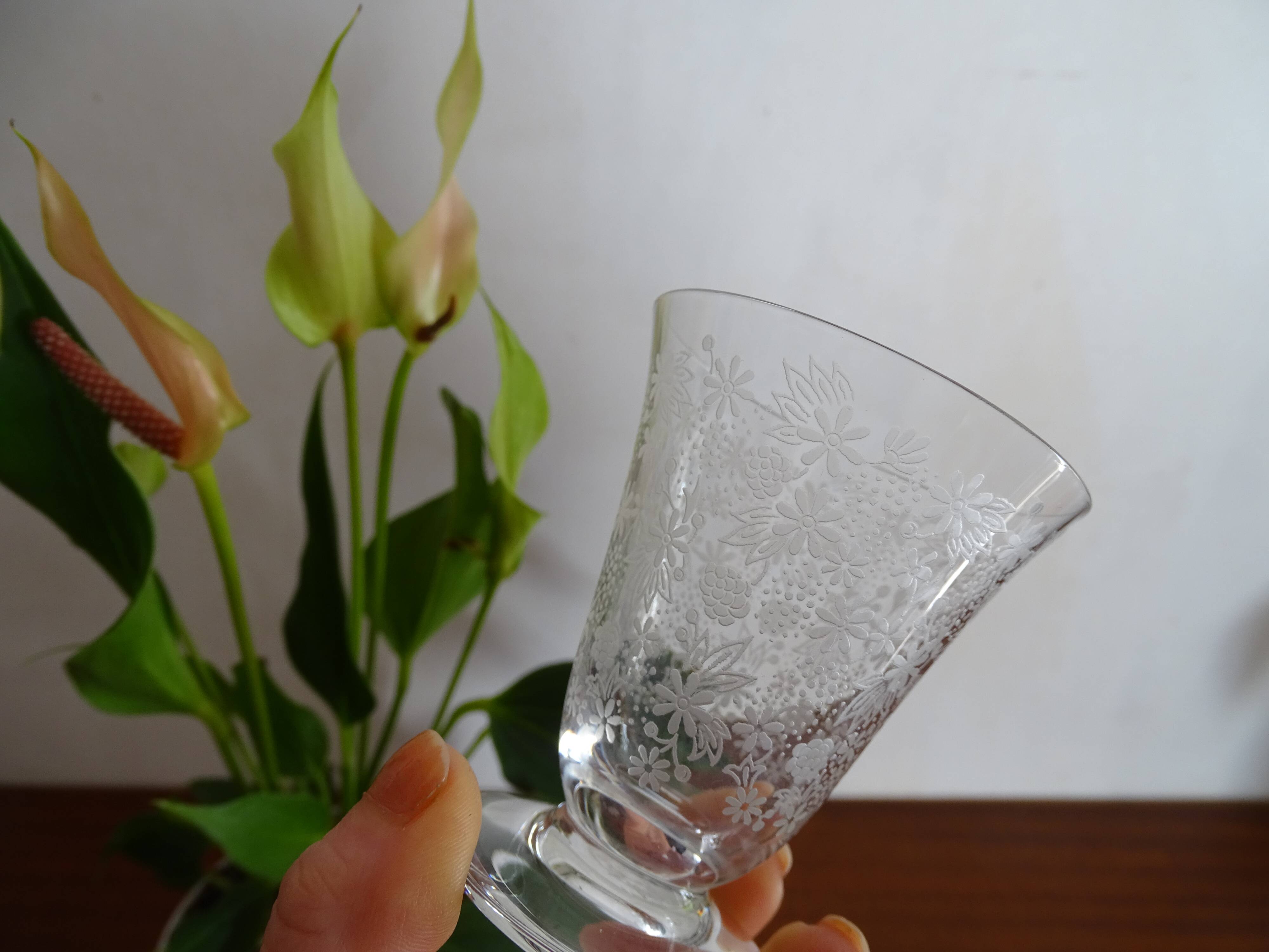 Wine glass crystal Baccarat Elisabeth Millefiori signed