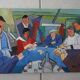 Painting The Card Players Canvas signed Nady Bachès year 60/70