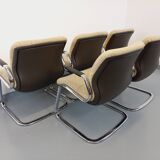 Suite of 5 armchairs with Steelcase Strafor armrests in chrome metal and wool fabric from the years