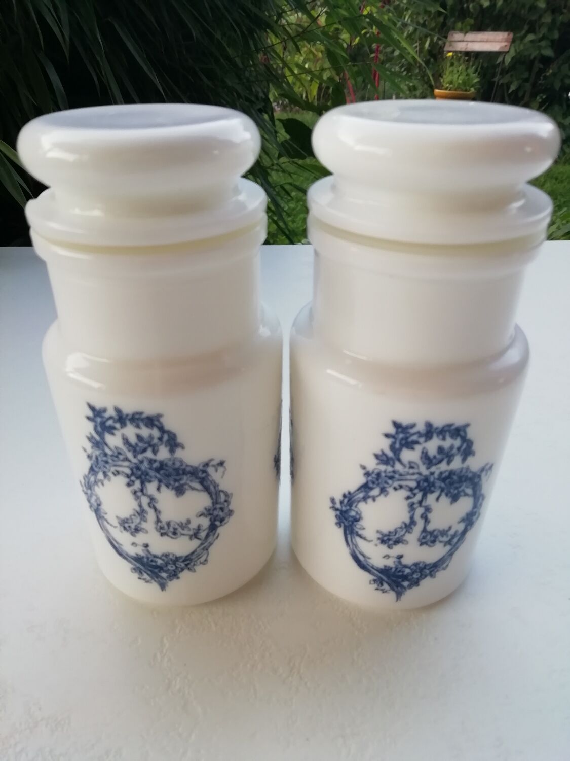 Pair of opaline jars
