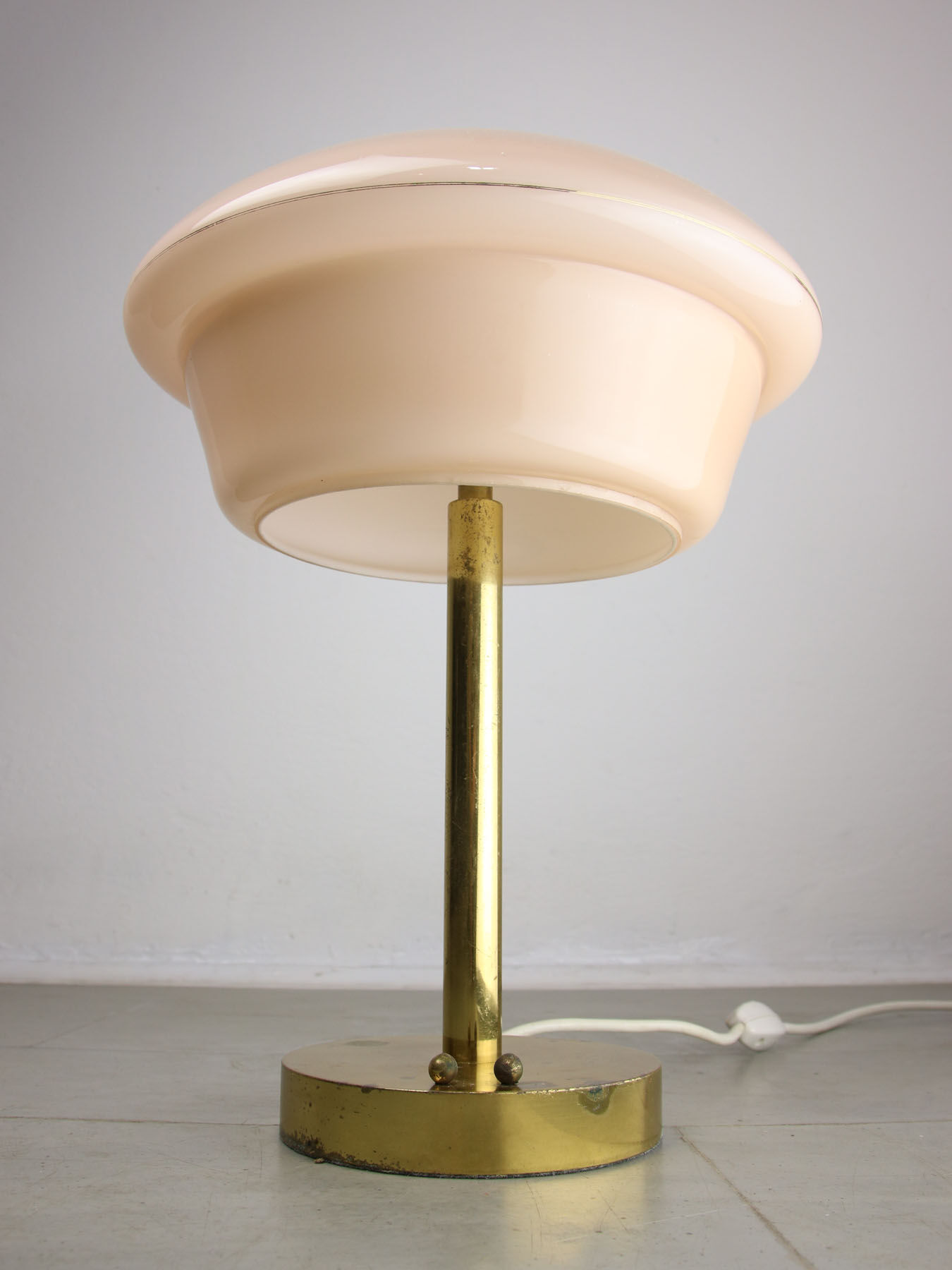 Mid-century brass & glass table lamp
