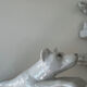 Ensemble de 5 portes couteaux porcelaine blanche chiens renards panthè