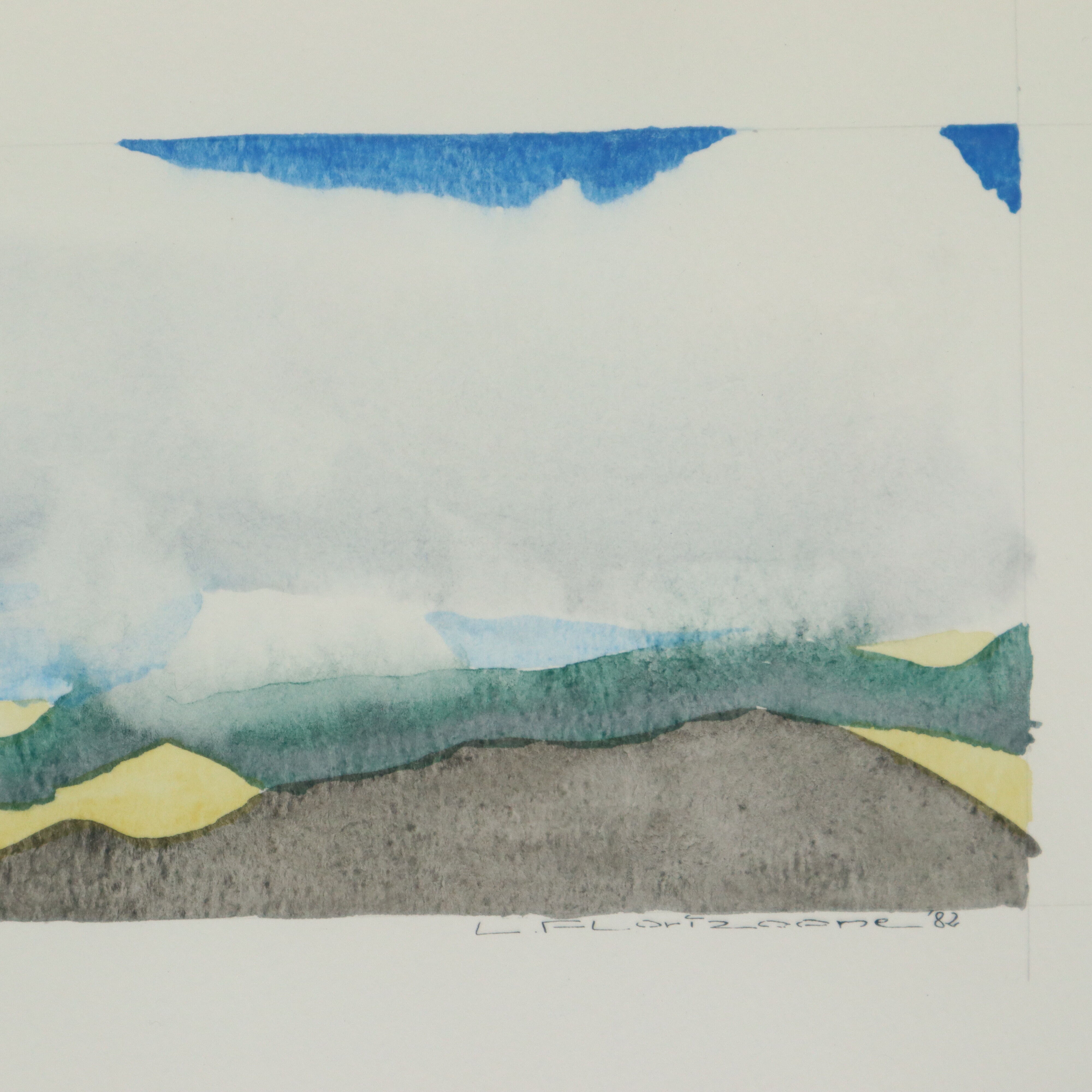 Watercolor The Calm Sea Lieven Florizoone Signed and Dated 1982