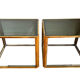 Paire de gueridon / bouts de canapé / chevets, chrome et doré, 1970s