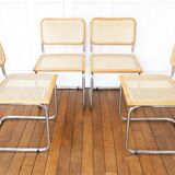 4 Cesca B32 Breuer chairs, Made in Italy - seat caning redone