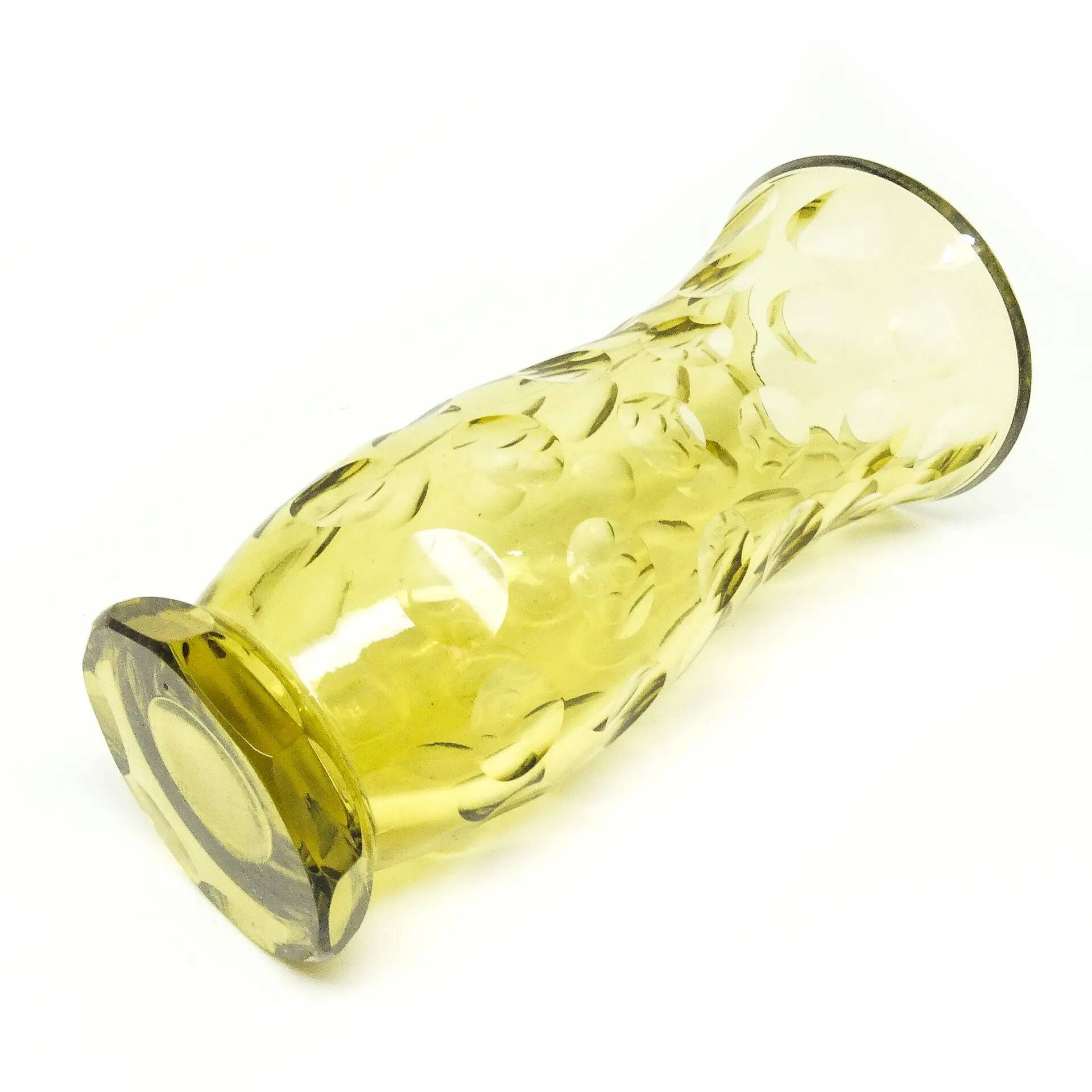 Art Deco vase, yellow crystal, designed by J. Hoffmann, Moser, Czechoslovakia, 1950s