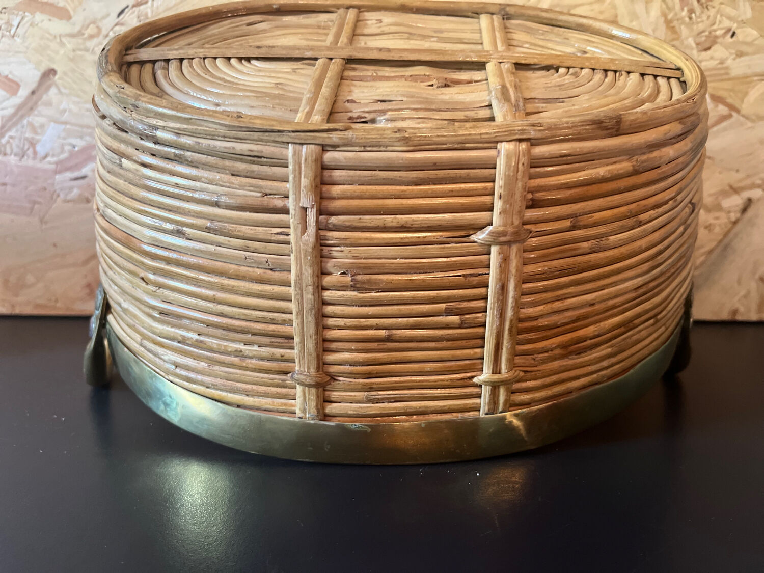 Brass and wicker basket