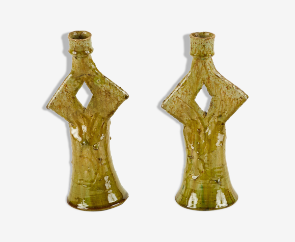 Lot de 2 bougeoirs h.21cm