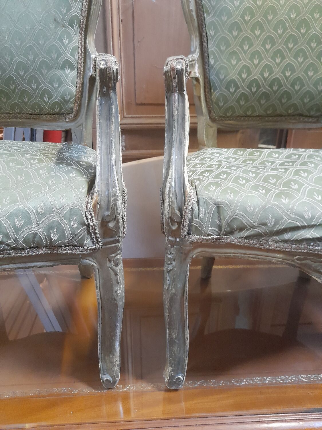 Pair Louis XV style convertible armchairs