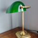 Lampe banquier en laiton et verre vintage