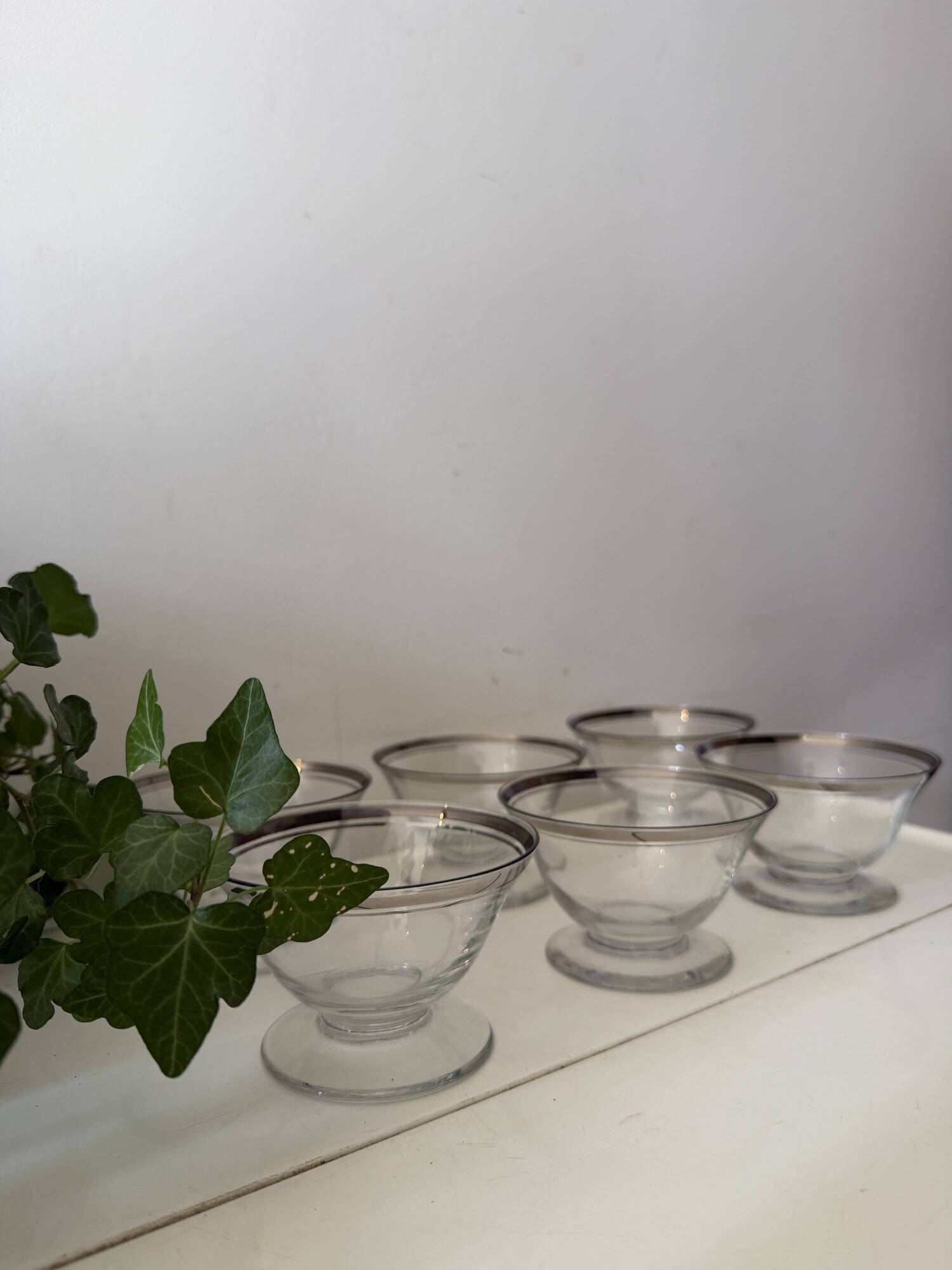 Dessert Coupes met zilverkleurige rand