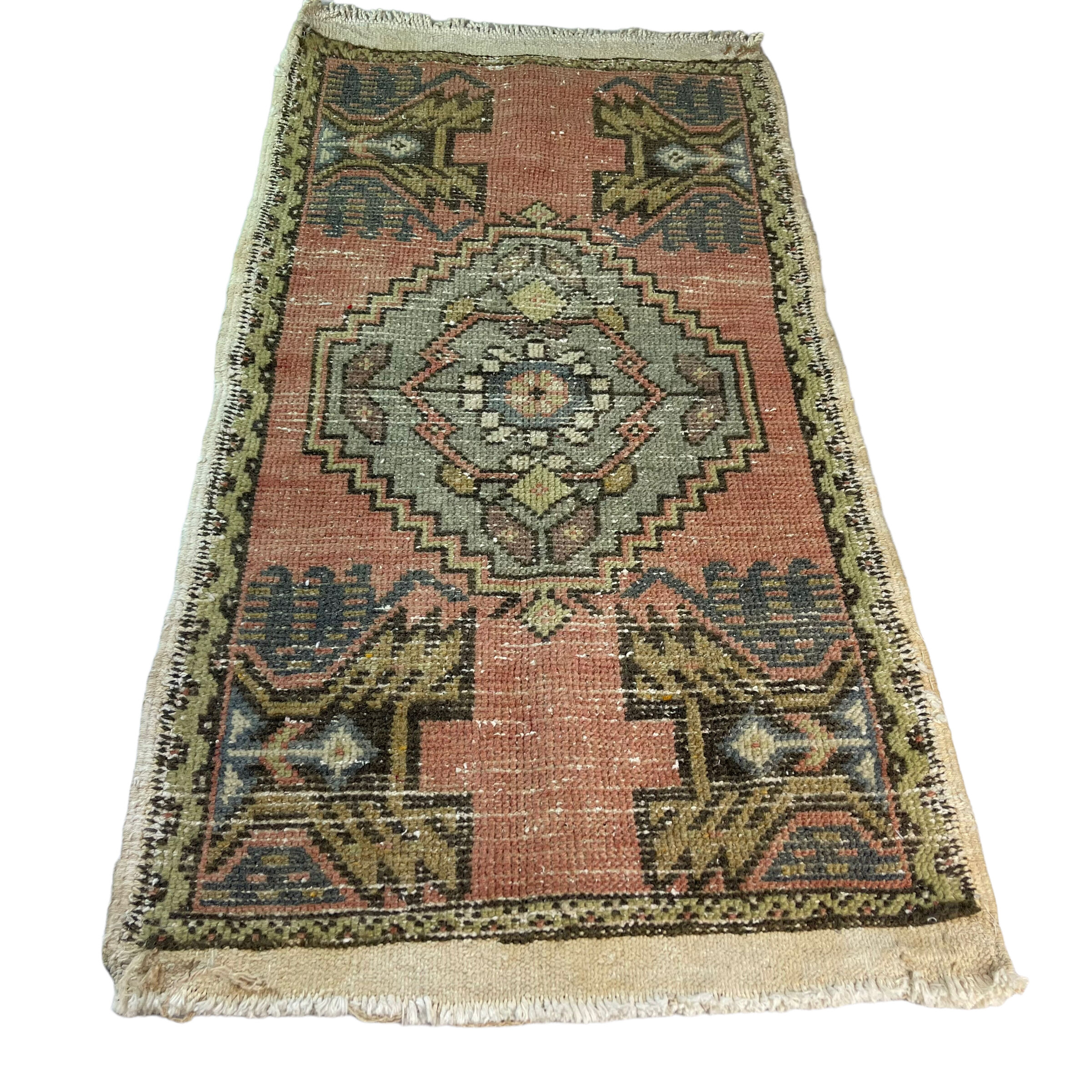 Vintage turkish pastel rug 99 x 52cm