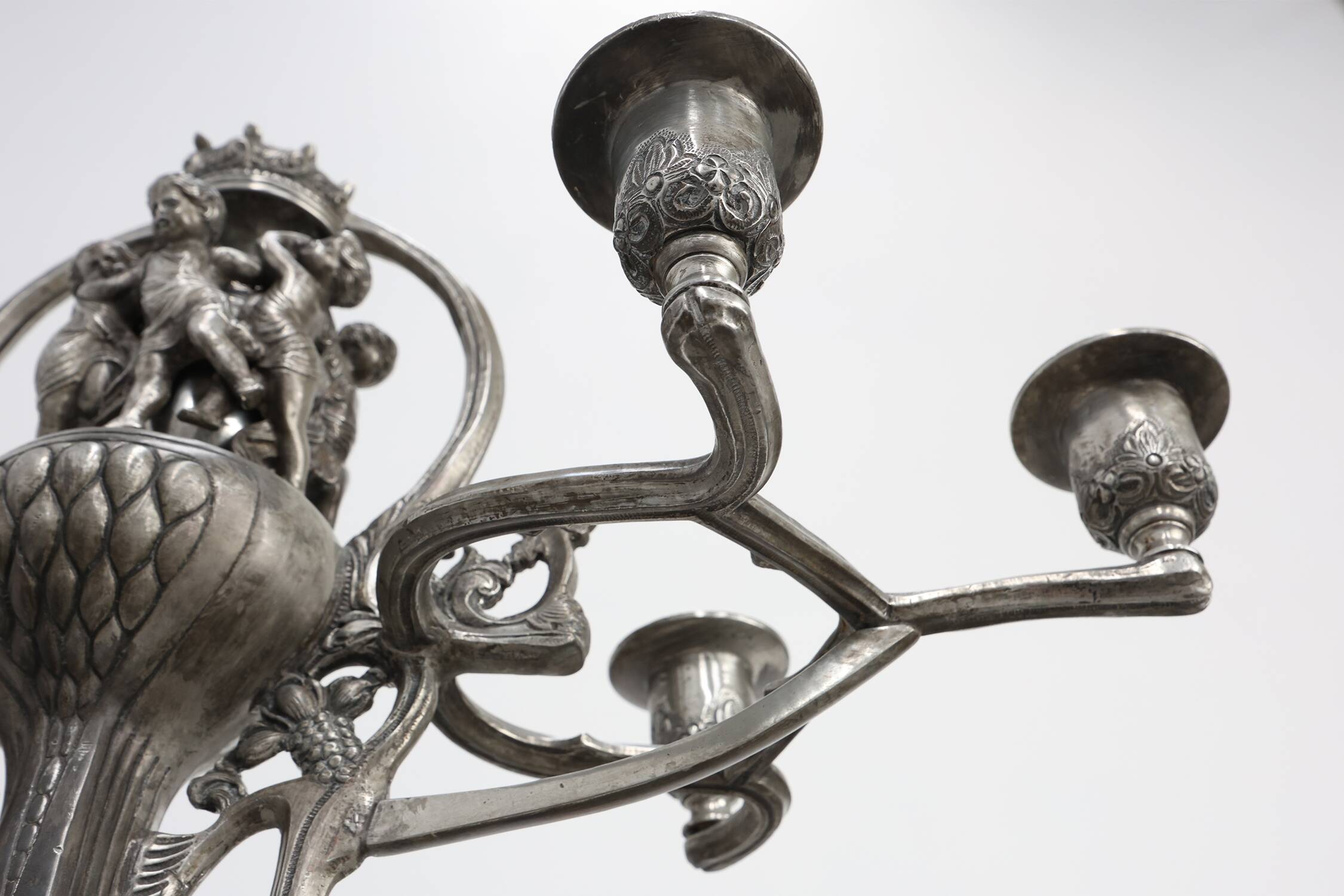 Art Nouveau tin candle holder by Achille Gamba, Italy ca. 1900