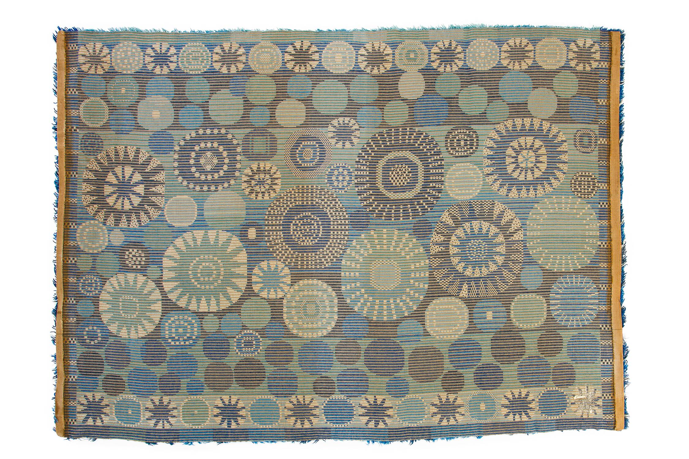 Scandinavian mid century modern rya rug by Marianne Richter. 230 x 165 cm (90.55 x 64.96 in)