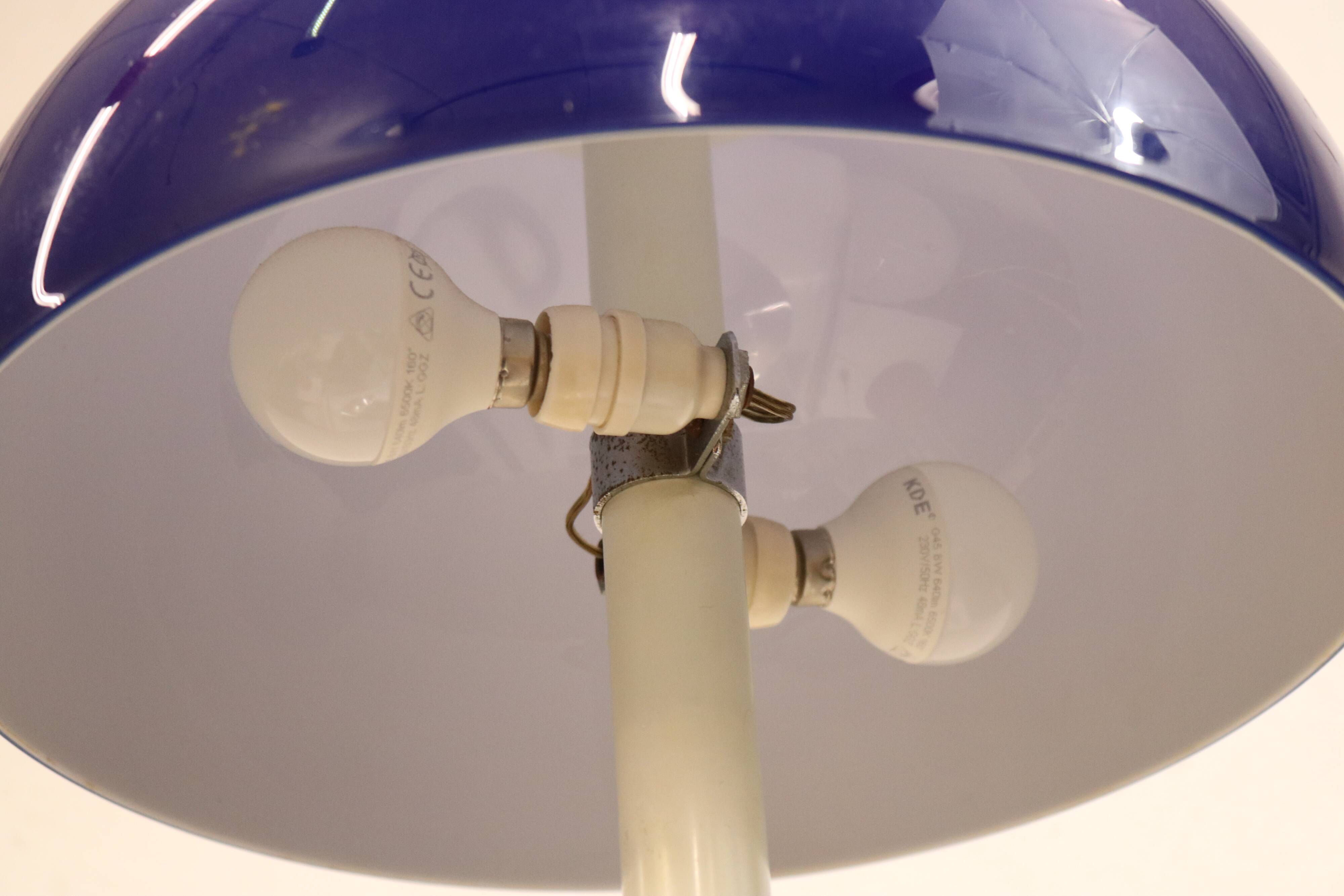 Vintage blue acrylic and chrome mushroom table lamp - Germany Space Age