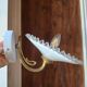 Pair of wall sconces in brass and wavy opaline glass