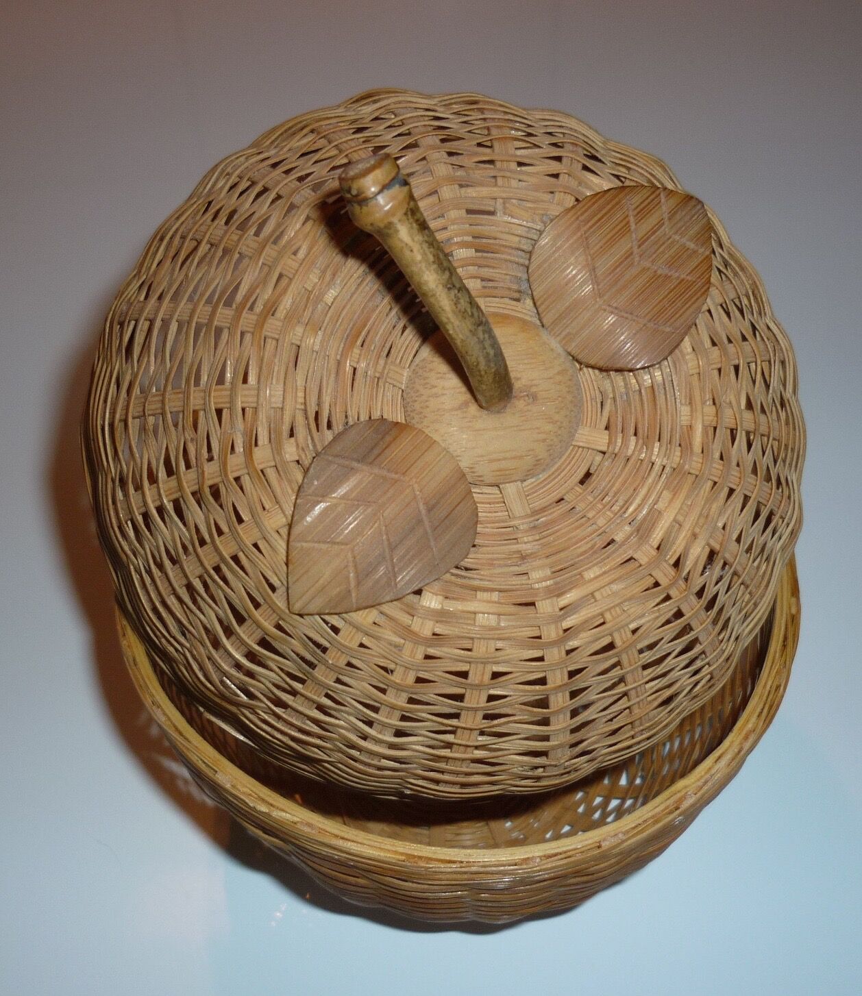 Apple box in vintage wicker