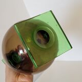 Carafe et 2 verres en verre vert et marron modèle original