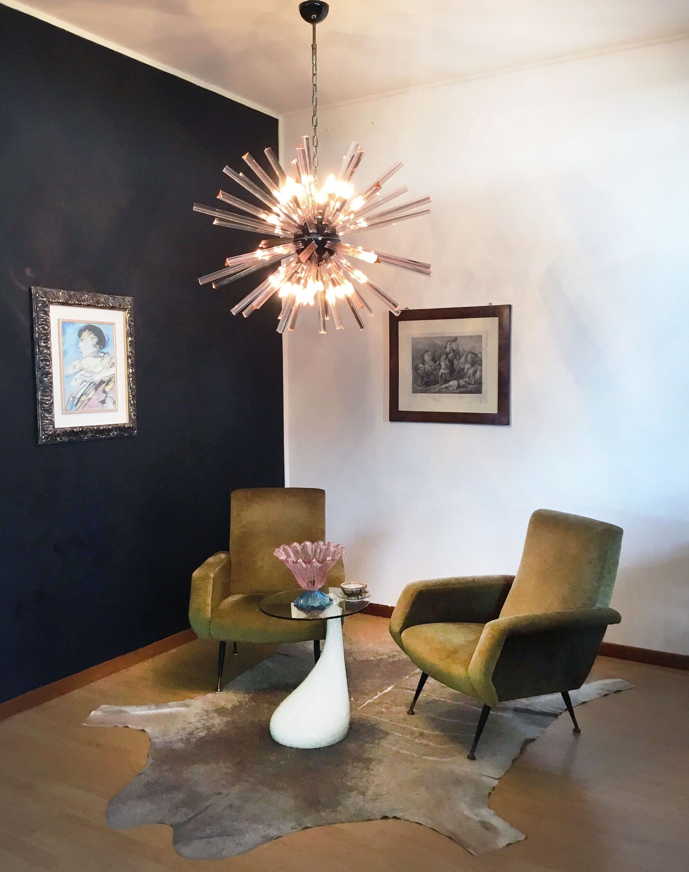 large vintage chandelier "Sputnik" - 50 ROSES prisms