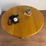 Scandinavian round coffee table in elm – Dyrlund, Denmark