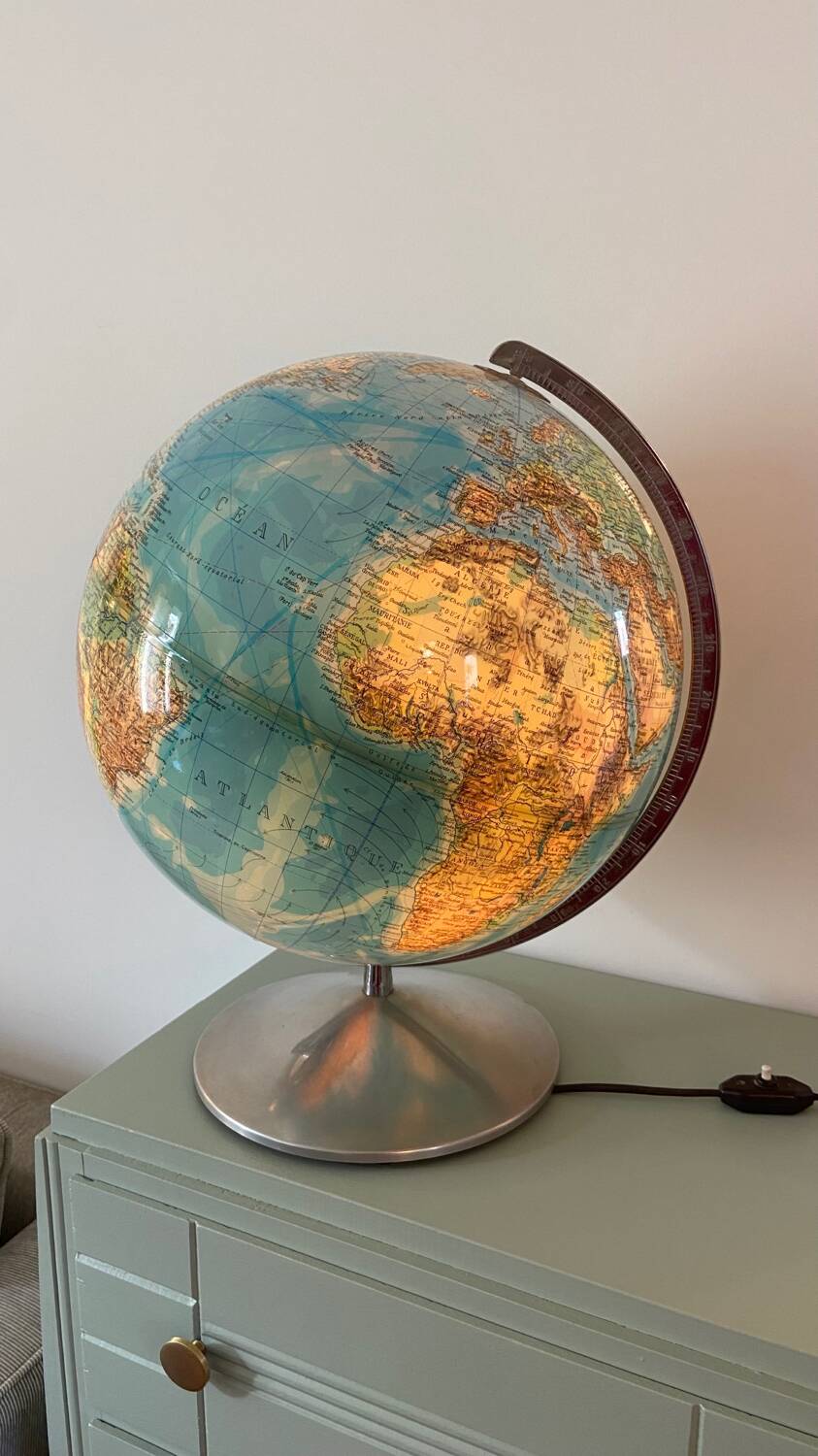 Very large luminous terrestrial globe Hercules 1960